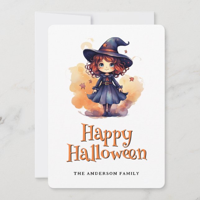 Carte d'Halloween sorcière (Devant)
