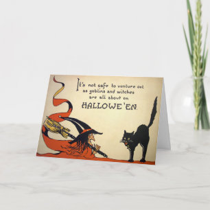 Carte d'Halloween sorcière Déplaisante vintage
