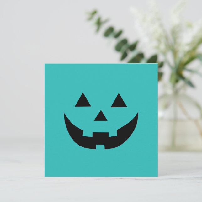 Carte d'Halloween très turquoise Jack-o'-lantern (Debout devant)