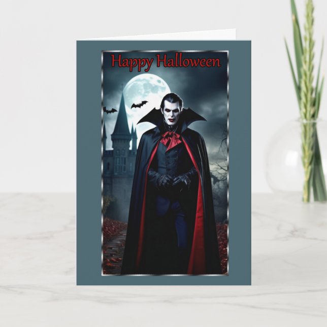 Carte d'Halloween : Vampire lors d'une pleine lune (Devant)