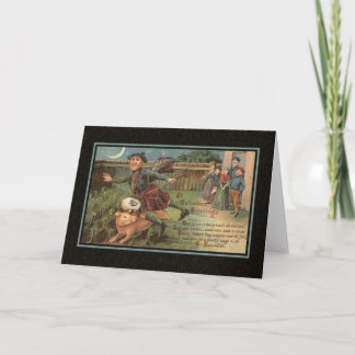 Carte d'Halloween Vintage avec porc