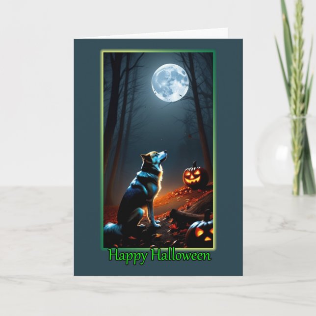 Carte d'Halloween Wolf Lune (Devant)