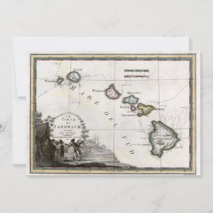 Carte d'Hawaï avec la vignette du capitaine Cook