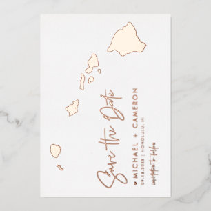 Carte d'Hawaii Minimaliste Faire Part Rose Gold
