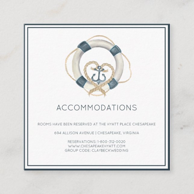 Carte d'hébergement de l'hôtel Nautical Navy & Whi (Devant)