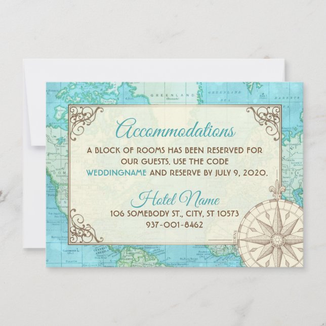 Carte d'hébergement de mariage de voyage (Devant)