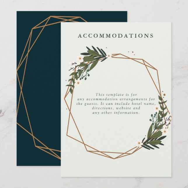 carte d'hébergement de mariage géométrique floral (Devant / Derrière)