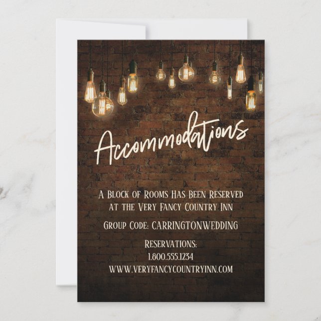 Carte d'hébergement en brique industrielle Edison (Devant)