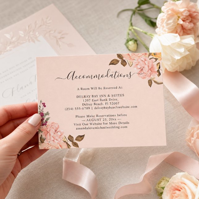 Carte d'hébergement Florale Or Rose (Créateur téléchargé)