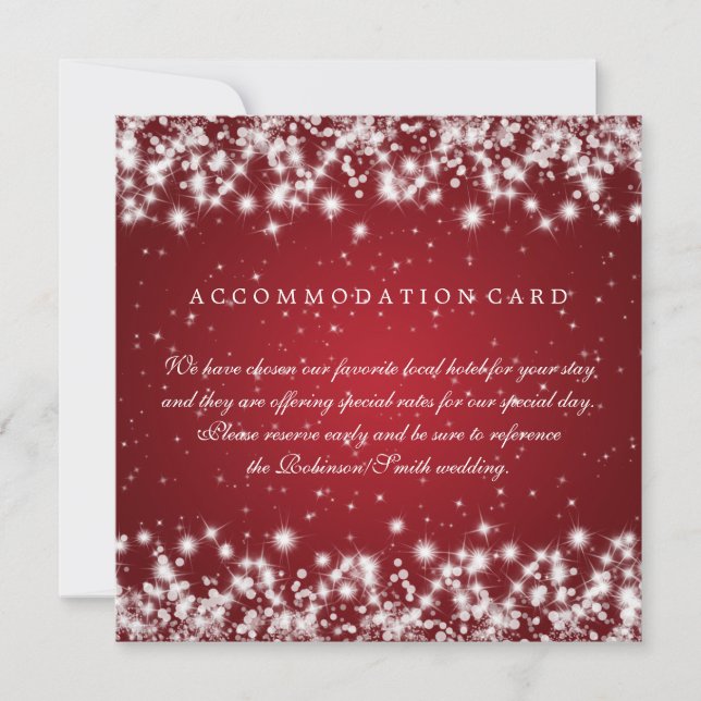Carte d'hébergement Mariage Éclat d'Hiver Rouge (Devant)