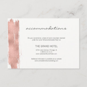 Carte d'hébergement moderne Rose Gold Brush Mariag