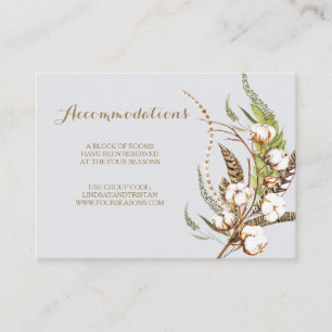 Carte d'hébergement Rustic Cotton Floral Mariage