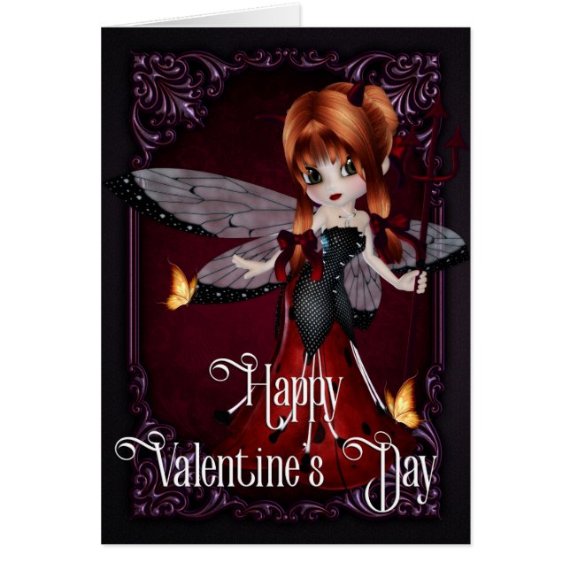 Carte d'Heureuse Sainte-Valentin Gothique Devil La (Devant)