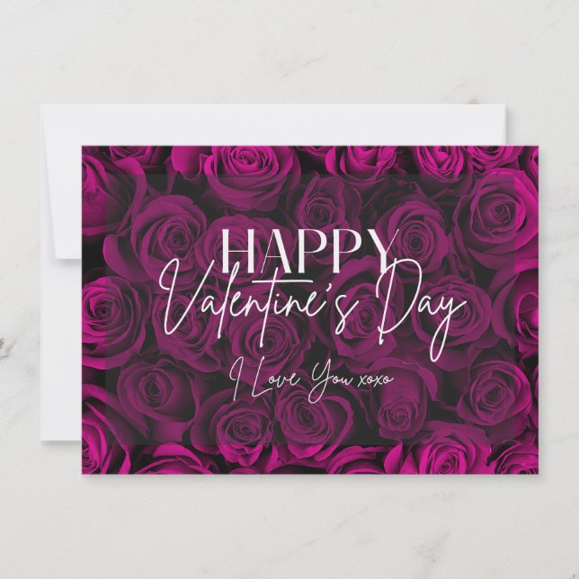 Carte d'Heureuse Sainte-Valentin Rose Bouquet Purp (Devant)