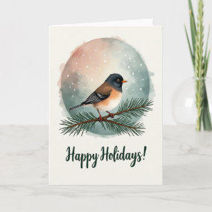 Carte d'hiver à l'aquarelle pour oiseau