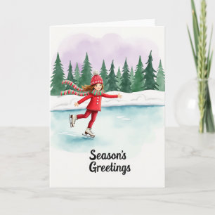 Carte d'hiver de patinage sur glace
