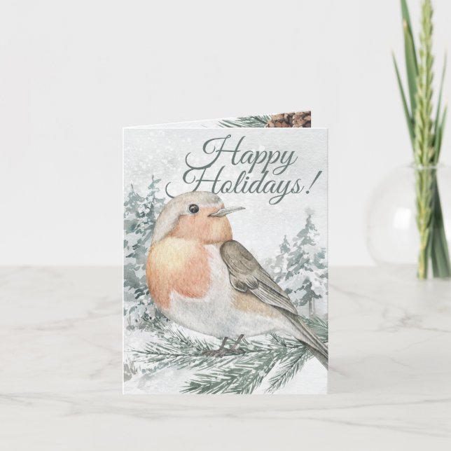 Carte d'hiver d'oiseau assis (Devant)