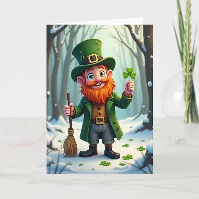 Carte d'hiver du Leprechaun chanceux (Devant)