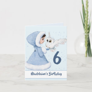 Carte d'hiver Girls Princess Birthday Owl