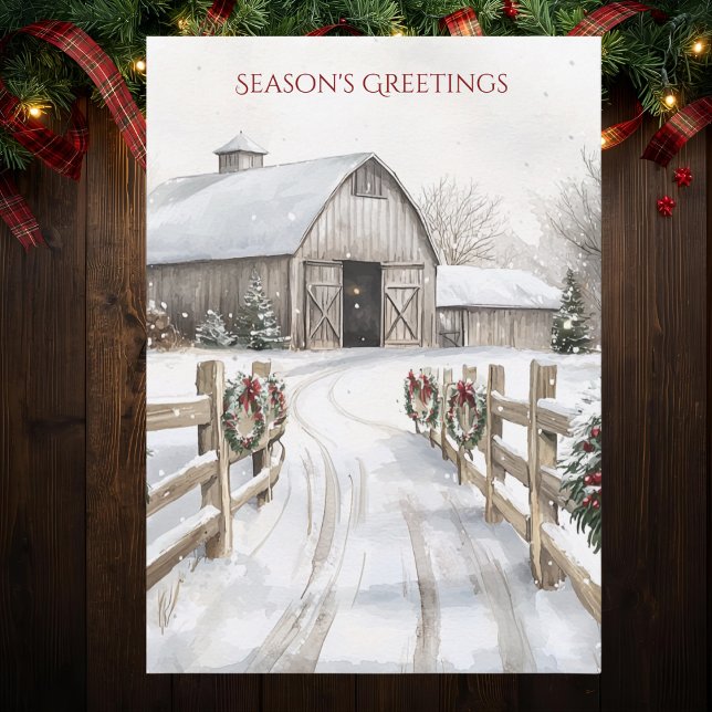 Carte d'hiver rustique aquarelle pour les vœux de  (Créateur téléchargé)
