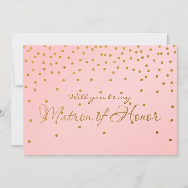Carte d'HONNEUR à fond d'or rose pâle Confetti MAT (Devant)