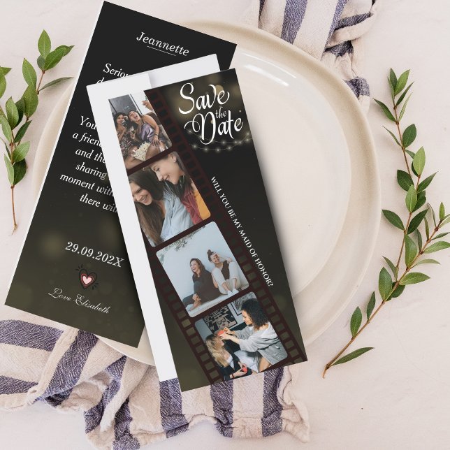 Carte d'honneur avec collage de 4 photos (Maid of Honor Proposal Card with 4-Photo Collage)