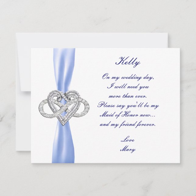 Carte d'honneur Blue Infinity Heart Maid Of Honor (Devant)