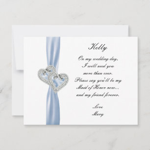 Carte d'honneur Diamond Heart Blue Mariage Maid Of