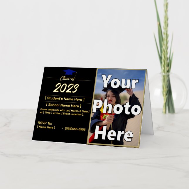 Carte d'huile d'or pliée Faire-part 2023 (Recto)