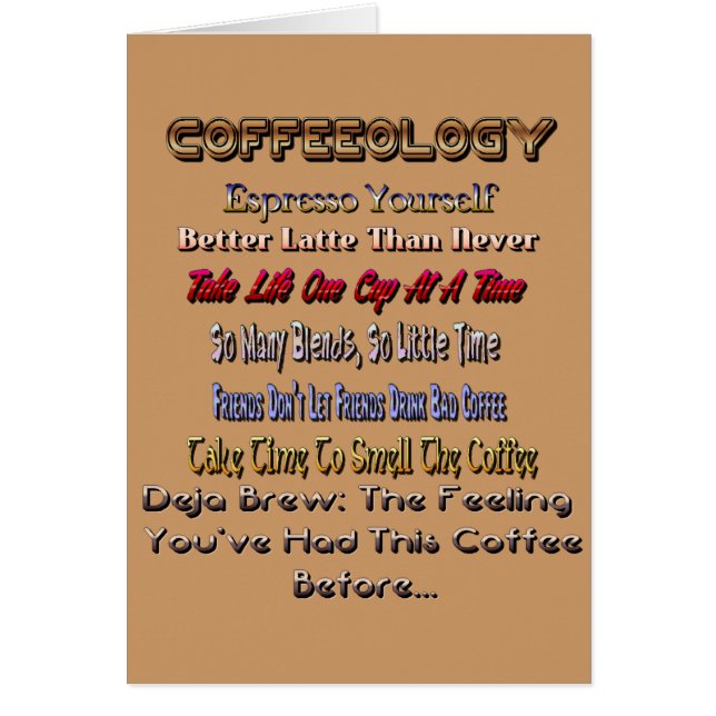 Carte d'humour d'amants de café de Coffeeology (Devant)