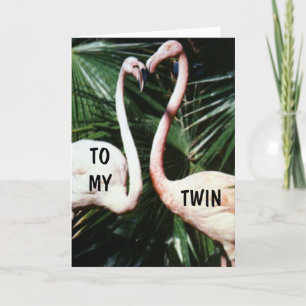 CARTE D'HUMOUR D'ANNIVERSAIRE TWIN PINK FAMINGO