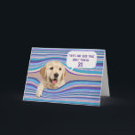 Carte d'Humour Golden Retriever 30th Birthday<br><div class="desc">Chien d'or de l'arrière - plan rayé déformé pour l'humour de 30e anniversaire. L'âge d'anniversaire peut être modifié.</div>