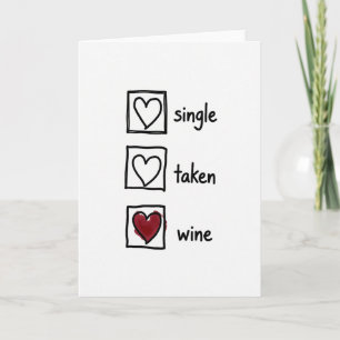 Carte d'humour sur le vin pour célibataires