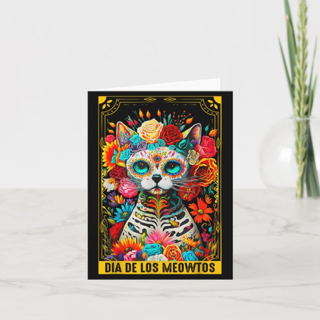 Carte Dia De Los Meowtos Sugar Skull Cat Gift  (Devant)