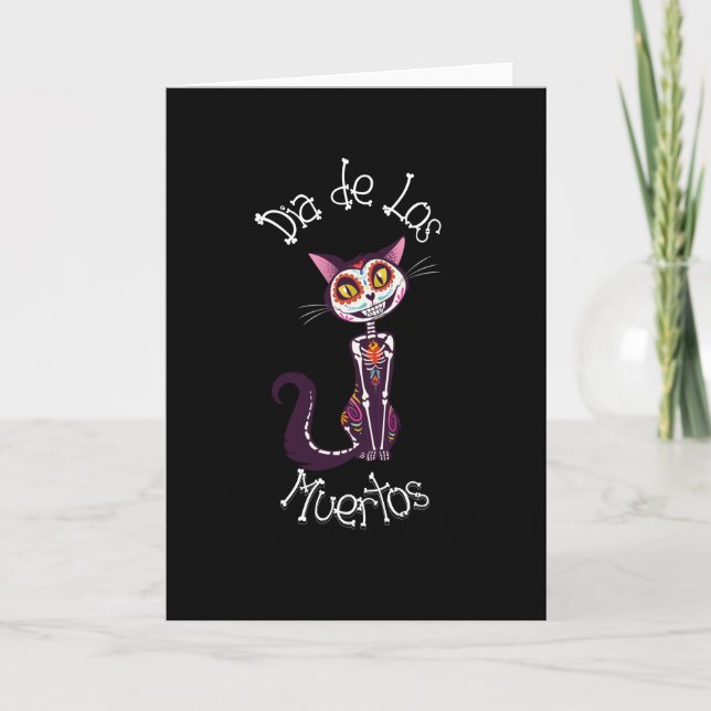 Carte Dia de los Muertos- Chat de Sucre Candy (Devant)