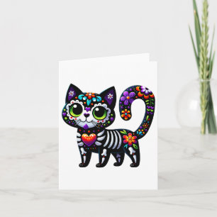 Carte Dia De Los Muertos Cinco De Mayo Cat Crâne à sucre