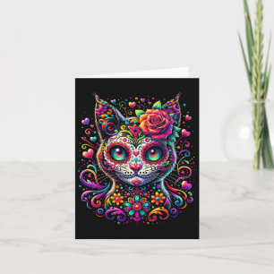 Carte Dia De Los Muertos Cinco De Mayo Cat Crâne à sucre