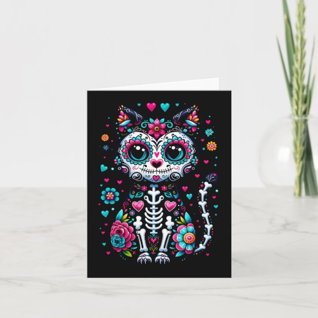 Carte Dia De Los Muertos Cinco De Mayo Chat Crâne de Suc (Devant)