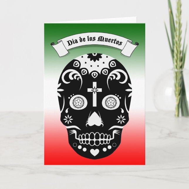 Carte dia de los muertos crâne à sucre (Devant)