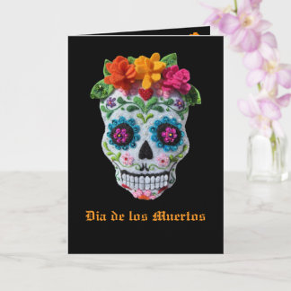 Carte Dia de Los Muertos Day of the Dead Stitchery Skull