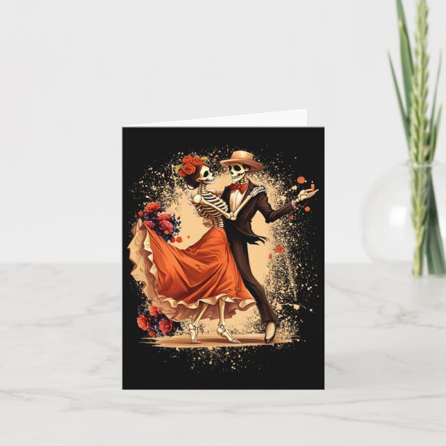 Carte Dia De Los Muertos Skeletons Dansons Fête Mexicain (Devant)