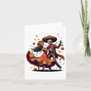 Carte Dia De Los Muertos Skeletons Dansons Fête Mexicain
