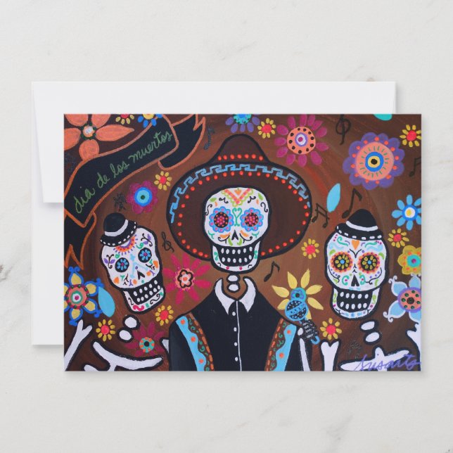 Carte Dia de los Muertos Tres Amigos Mariachi (Devant)