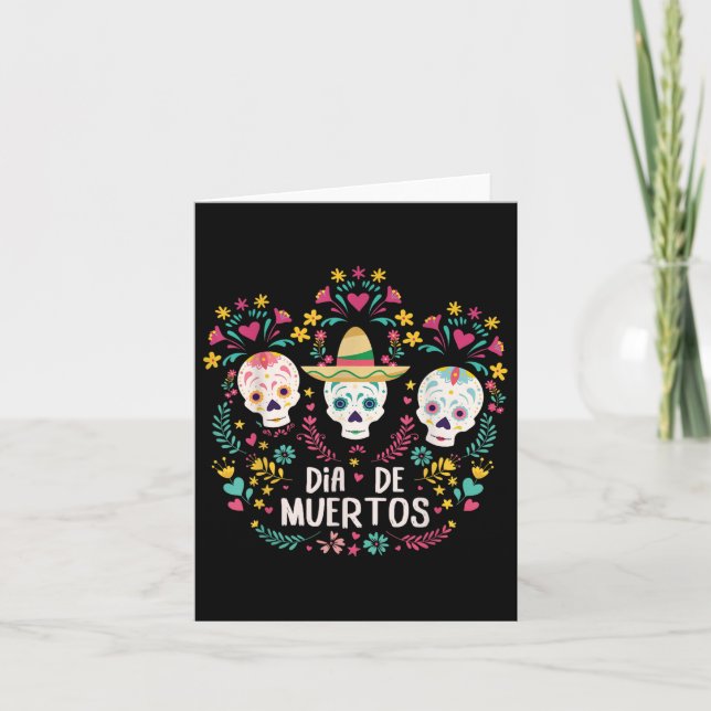 Carte Dia De Muertos Skeleton Head Sugar Bone Halloween (Devant)