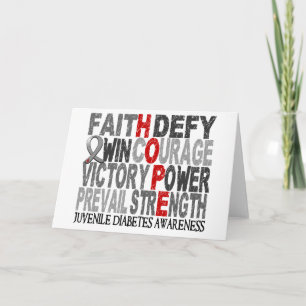 Carte Diabète de type 1 de collage de mot d'espoir
