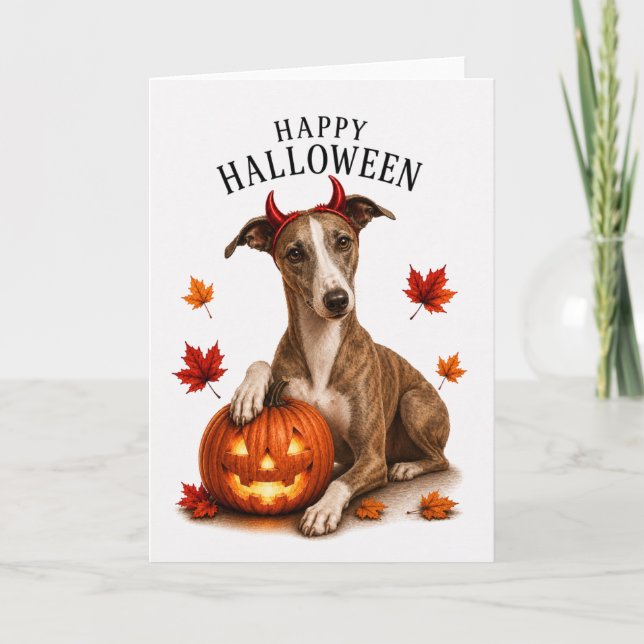 Carte Diable de Halloween Whippet (Devant)