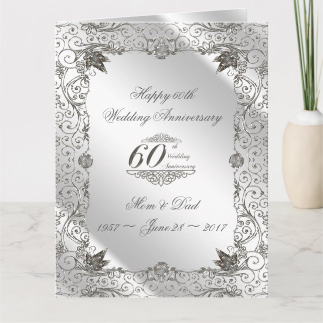 Carte Diamant florissant 60e anniversaire 8,5 X 11 (Devant)