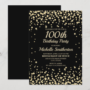 Carte Diamant Noir Paillettes Or Femme 100e Anniversaire