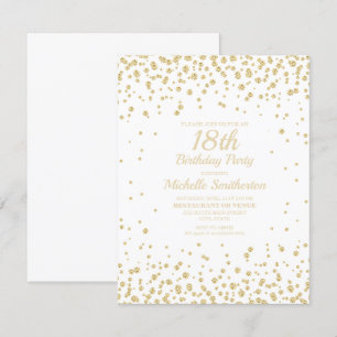 Carte Diamants Pailletés Or Blanc Femme 18ème Anniversai