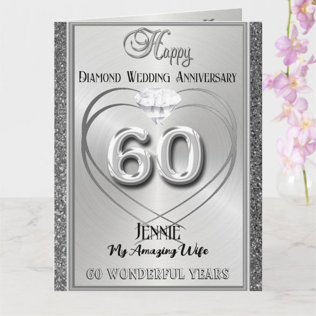 Carte Diamond 60ème Anniversaire Mariage pour femm (Orchidée)